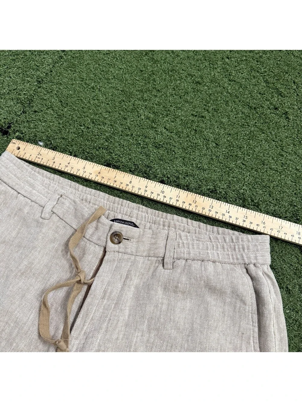 Banana Republic Men’s 34x28 Beige Linen Blend Drawstring Casual Pants Reosrtwear